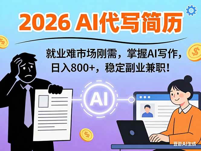 (1.16)AI代写简历，超暴利，用万能模板月入1-3万实战教程，2026年市场刚需！
