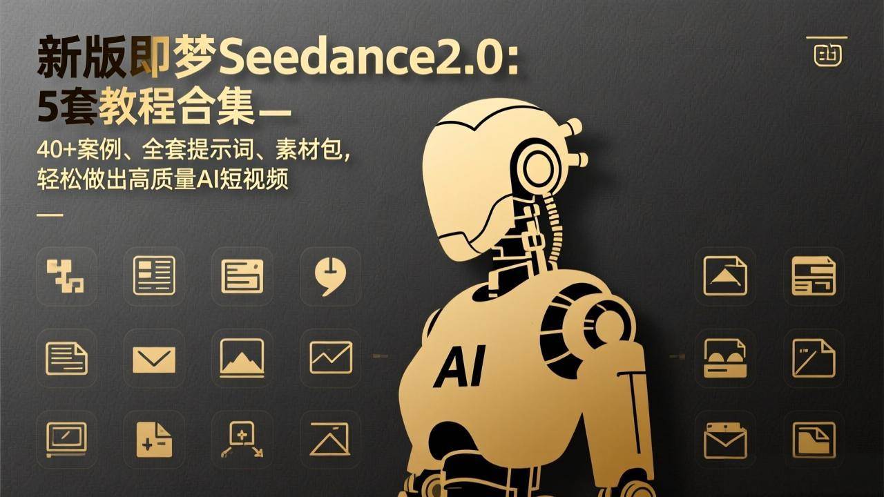 (2.15)新版即梦Seedance2.0：5套教程合集，40+案例、全套提示词、素材包，轻松做出高质量AI短视频