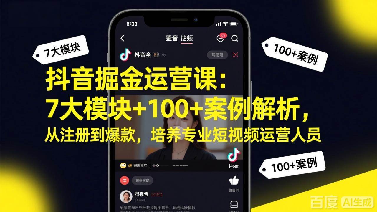 (3.9)抖音掘金运营课：7大模块+100+案例解析，从注册到爆款，培养专业短视频运营人员