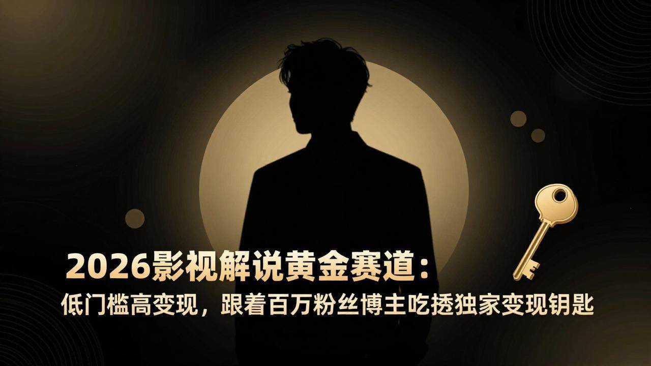 (3.21)2026影视解说黄金赛道：低门槛高变现，跟着百万粉丝博主吃透独家变现钥匙