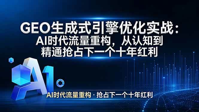 (3.20)GEO 生成式引擎优化实战：AI时代流量重构，从认知到精通抢占下一个十年红利