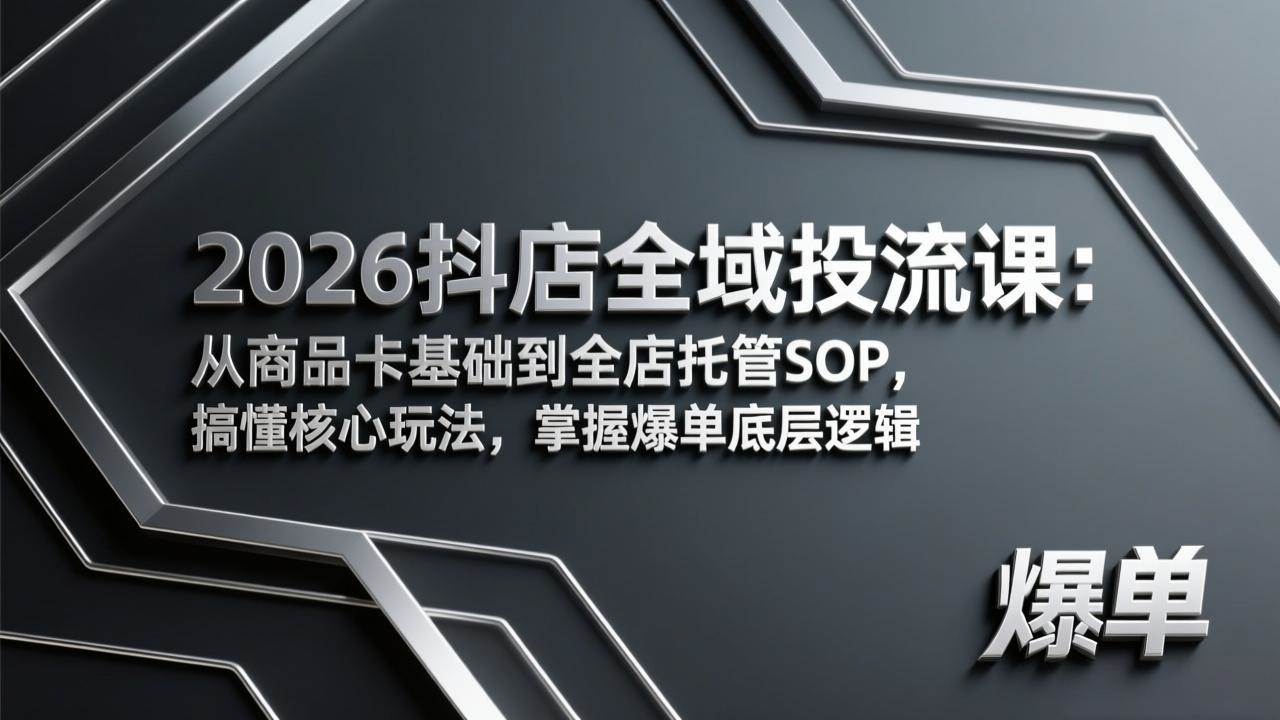(3.9)2026抖店全域投流课：从商品卡基础到全店托管SOP，搞懂核心玩法，掌握爆单底层逻辑