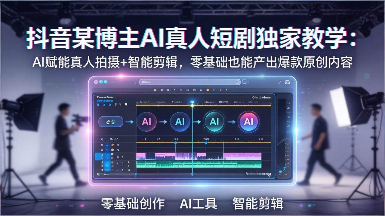 (4.9)抖音某博主AI真人短剧独家教学：AI赋能真人拍摄+智能剪辑，零基础也能产出爆款原创内